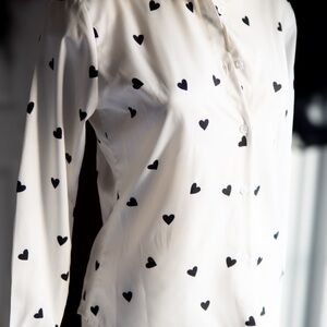 Heart Print Button-Up Shirt